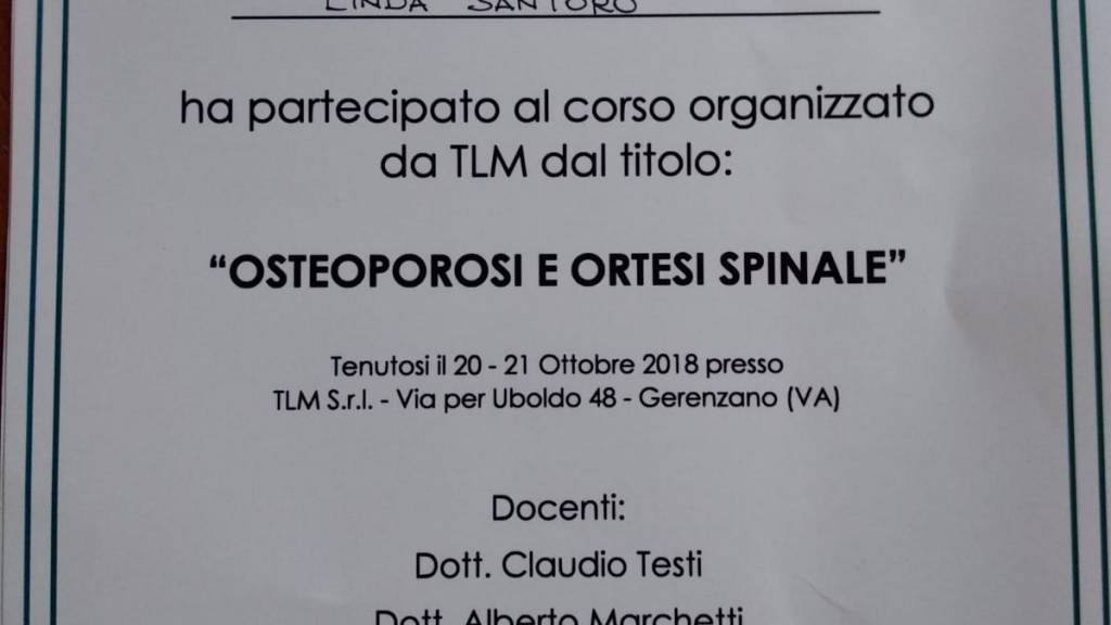 Seminario Osteoporosi e Ortesi Spinali