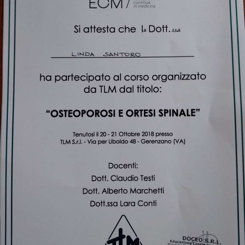 Seminario Osteoporosi e Ortesi Spinali